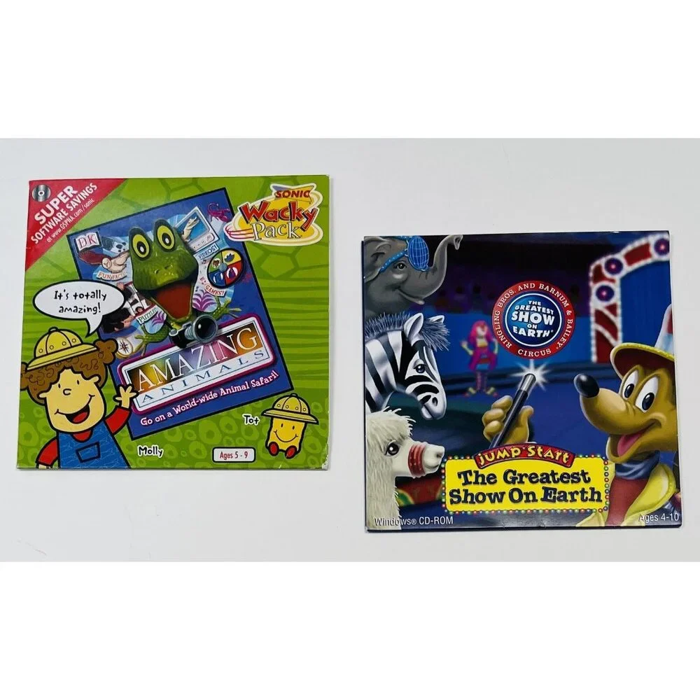 Lot 2 Kid's Meal CD-Roms Sonic & McDonald's AMAZING ANIMALS & Jump-Start Circus